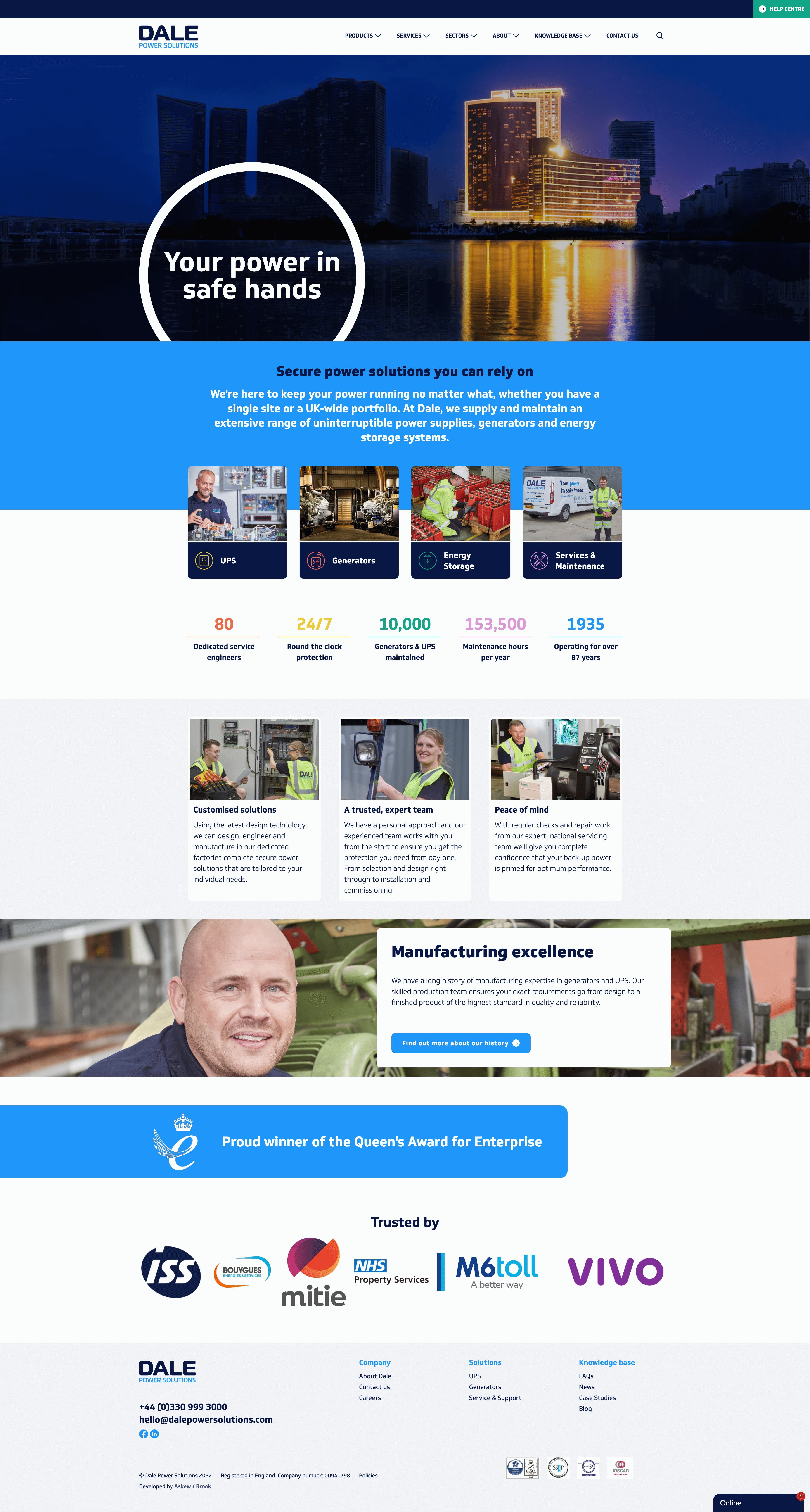 Dale Power Solutions calculator interface