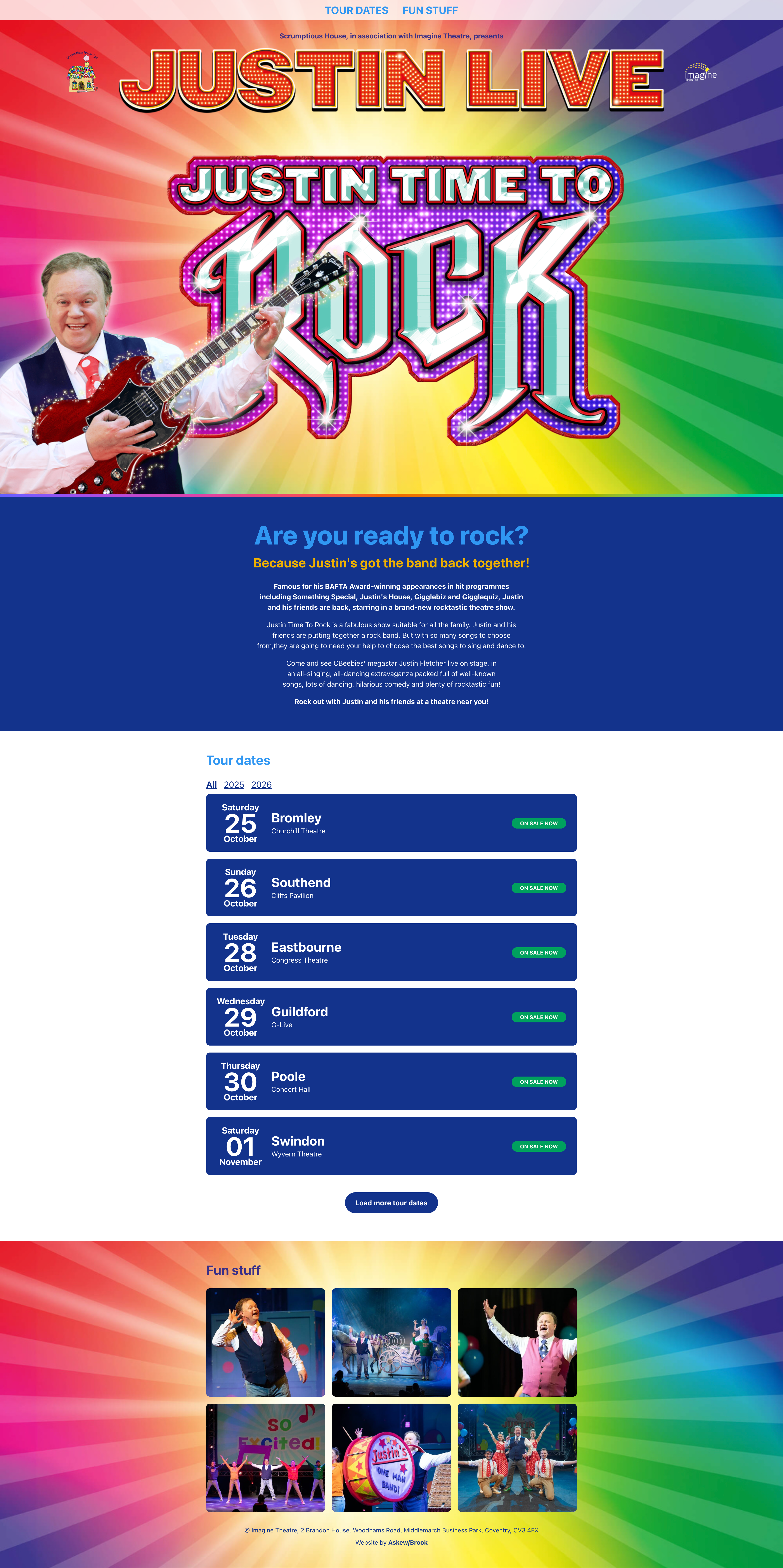 Justin Time To Rock website homepage